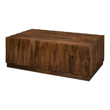 Sarreid Denali Rectangle Cocktail Coffee Table Block Solid Wood