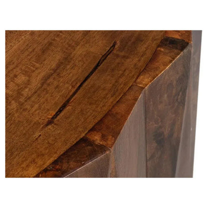 Sarreid Denali Round Cocktail Coffee Table Block Solid Wood
