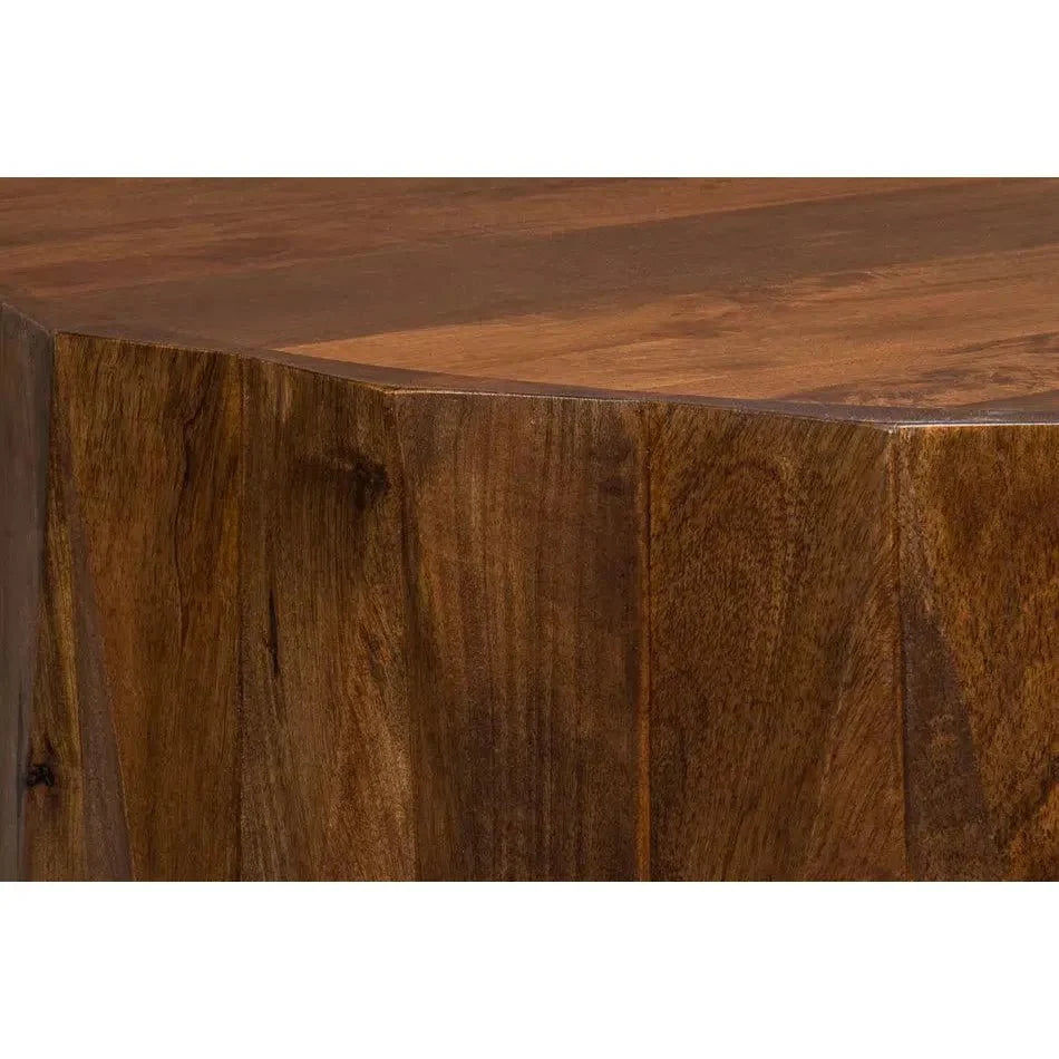 Sarreid Denali Round Cocktail Coffee Table Block Solid Wood