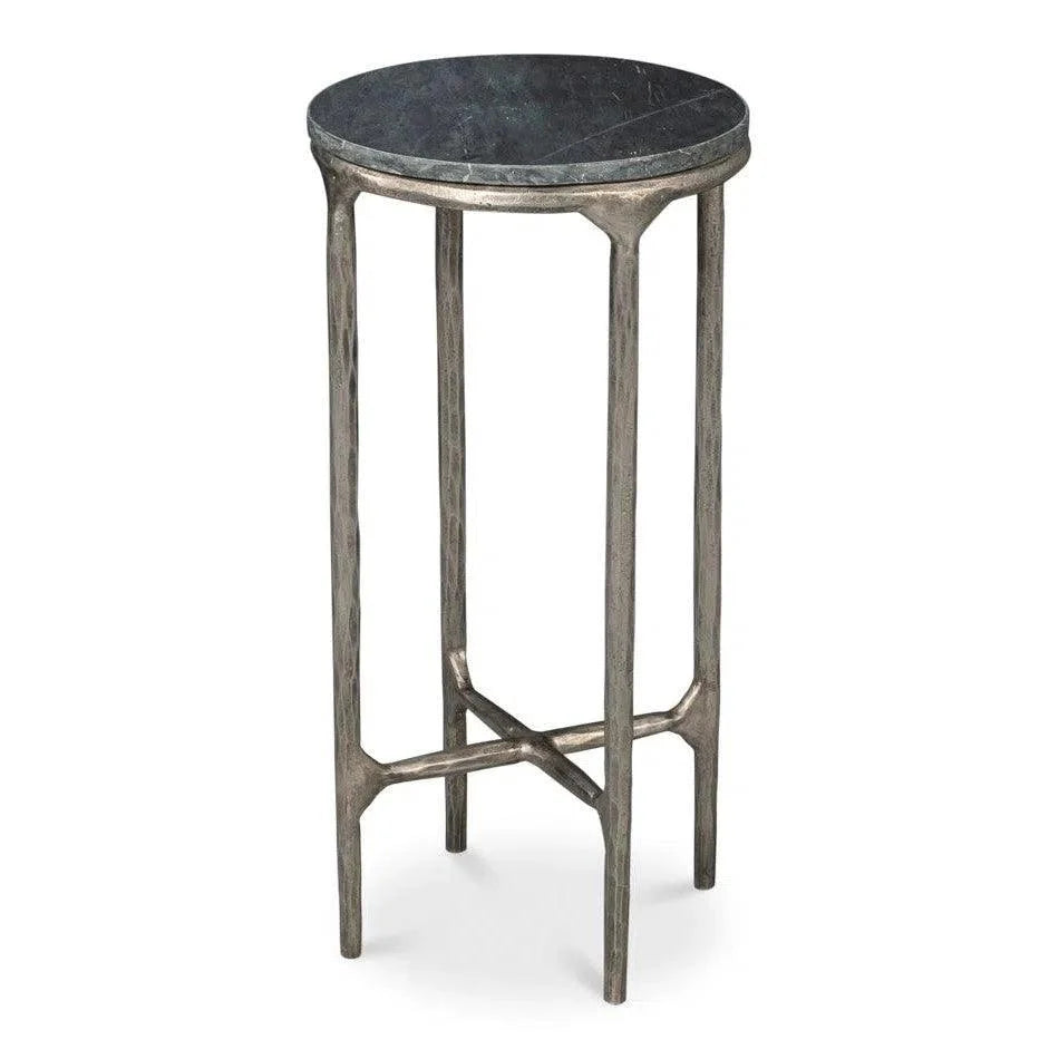 Sarreid Derrick Iron & Marble Black Round End Table