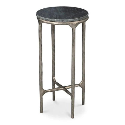 Sarreid Derrick Iron & Marble Black Round End Table
