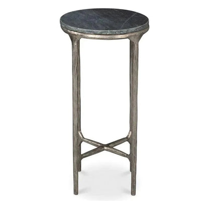 Sarreid Derrick Iron & Marble Black Round End Table