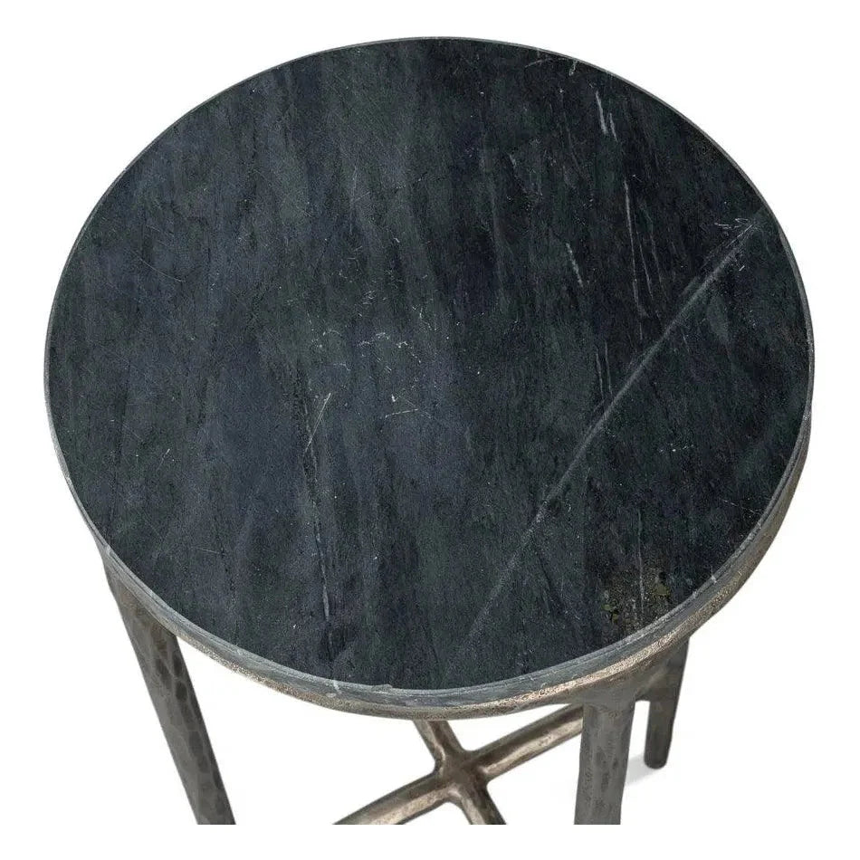 Sarreid Derrick Iron & Marble Black Round End Table