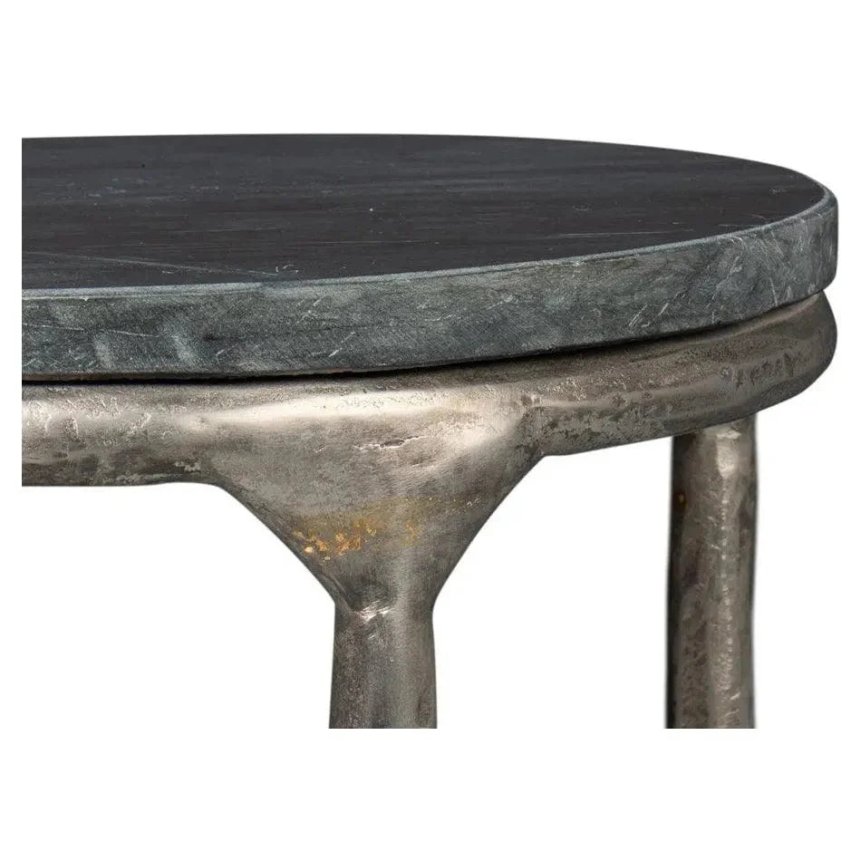 Sarreid Derrick Iron & Marble Black Round End Table