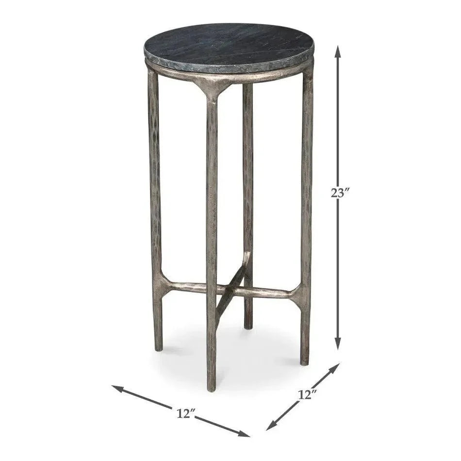 Sarreid Derrick Iron & Marble Black Round End Table