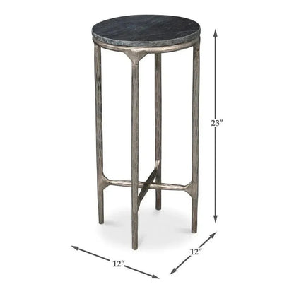 Sarreid Derrick Iron & Marble Black Round End Table