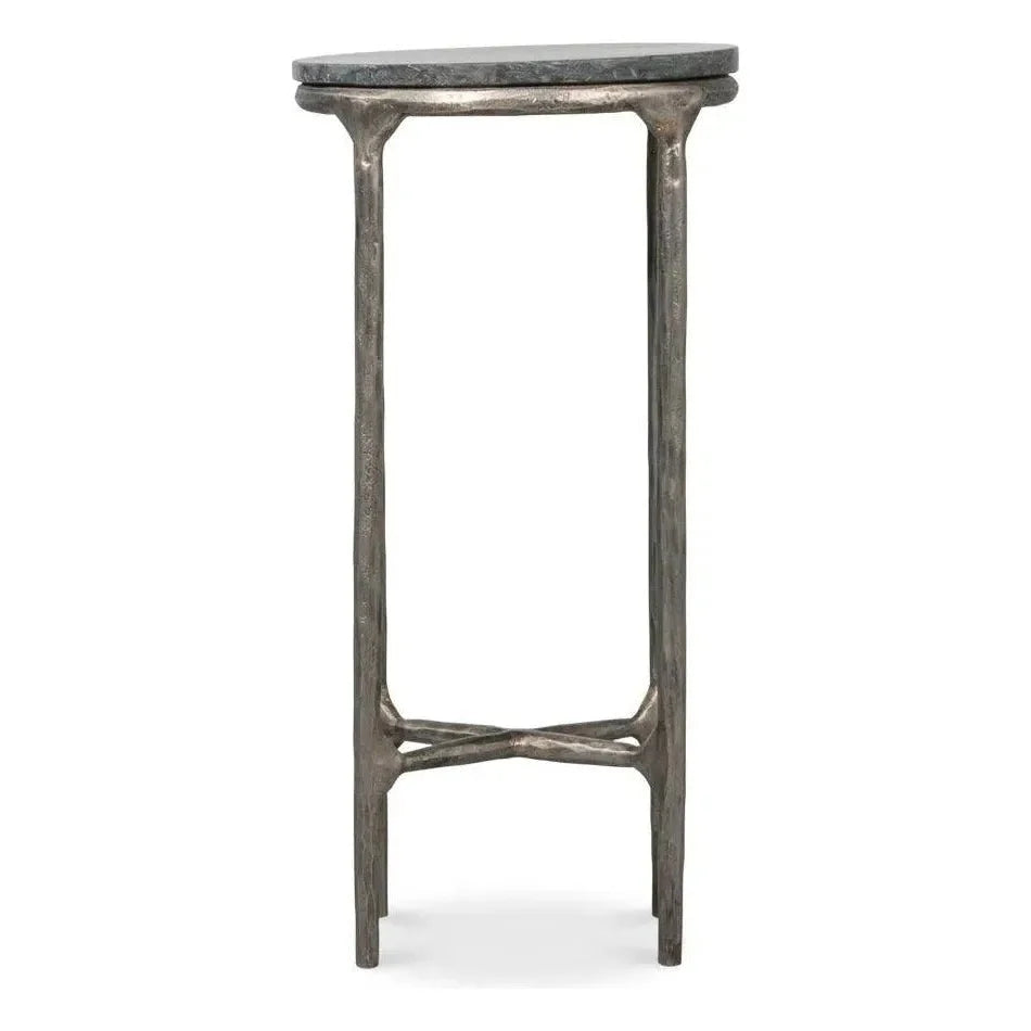 Sarreid Derrick Iron & Marble Black Round End Table