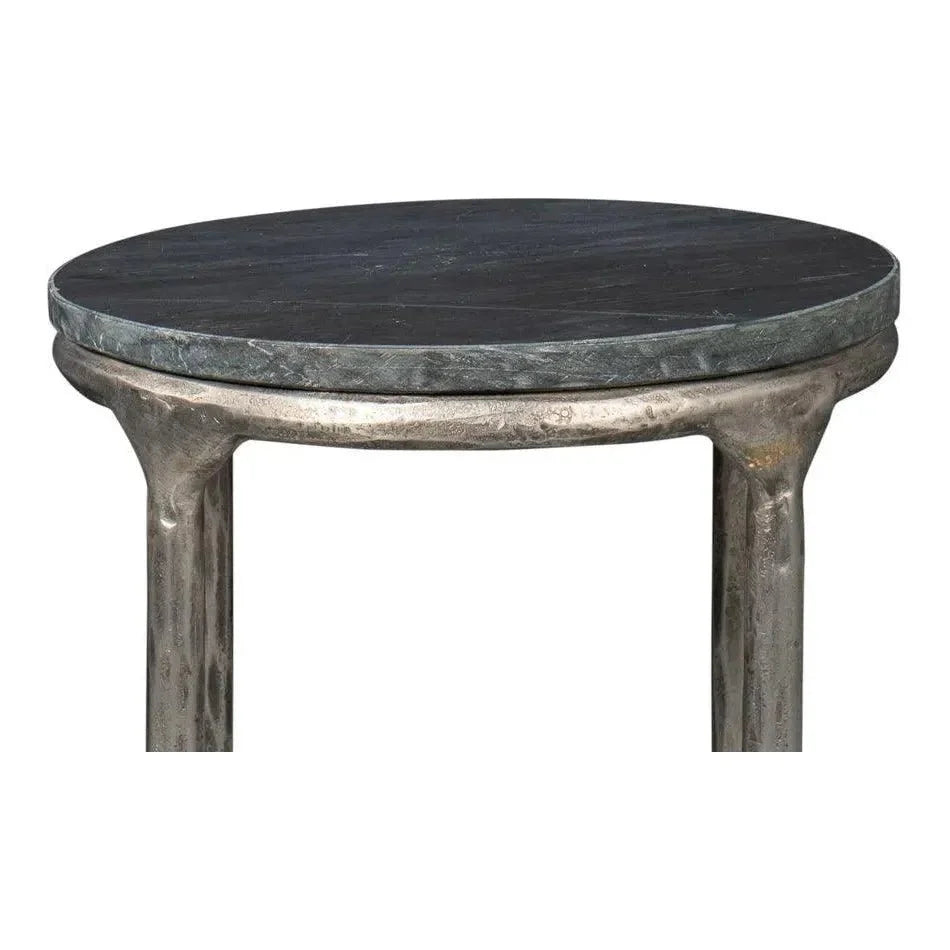 Sarreid Derrick Iron & Marble Black Round End Table