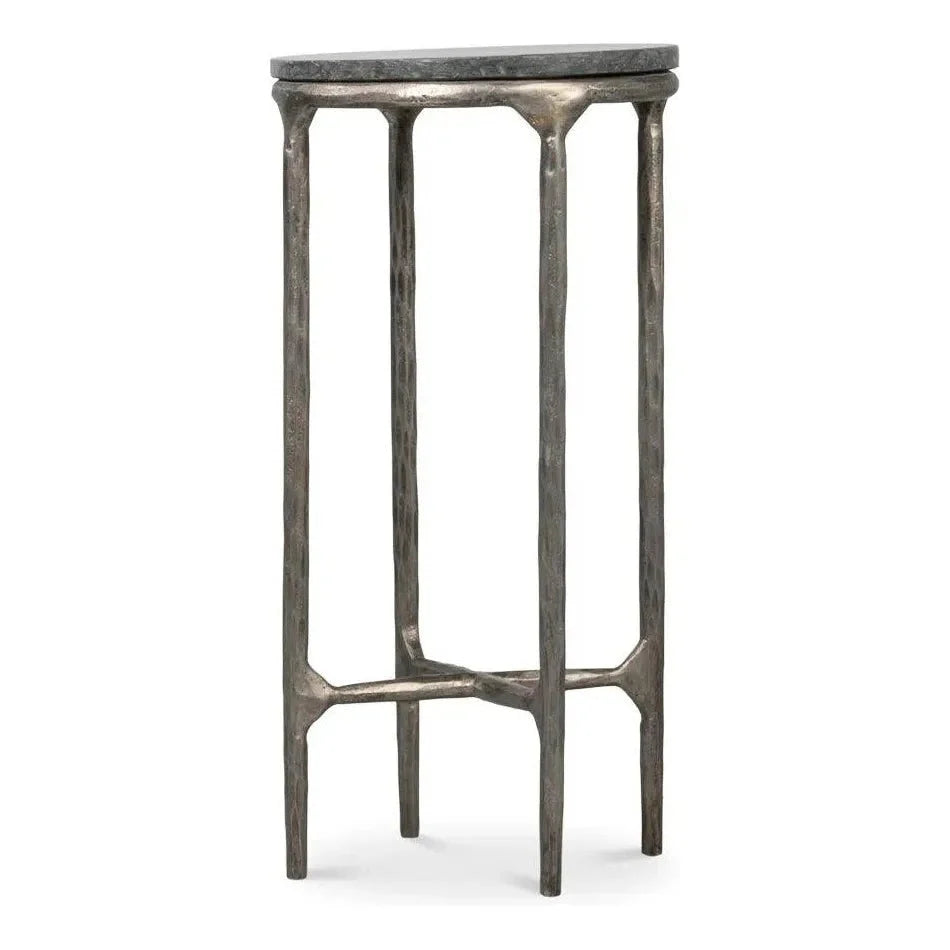 Sarreid Derrick Iron & Marble Black Round End Table