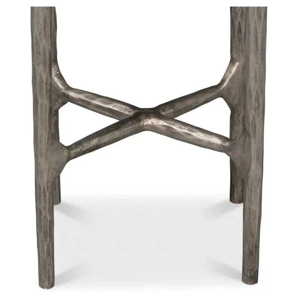 Sarreid Derrick Iron & Marble Black Round End Table