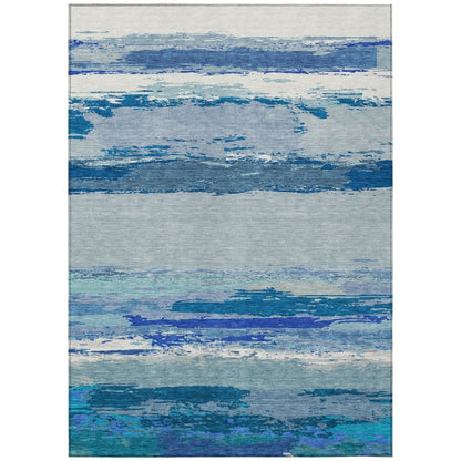 LOOMLAN Rugs Dervika Blue Washable Indoor-Outdoor Rug