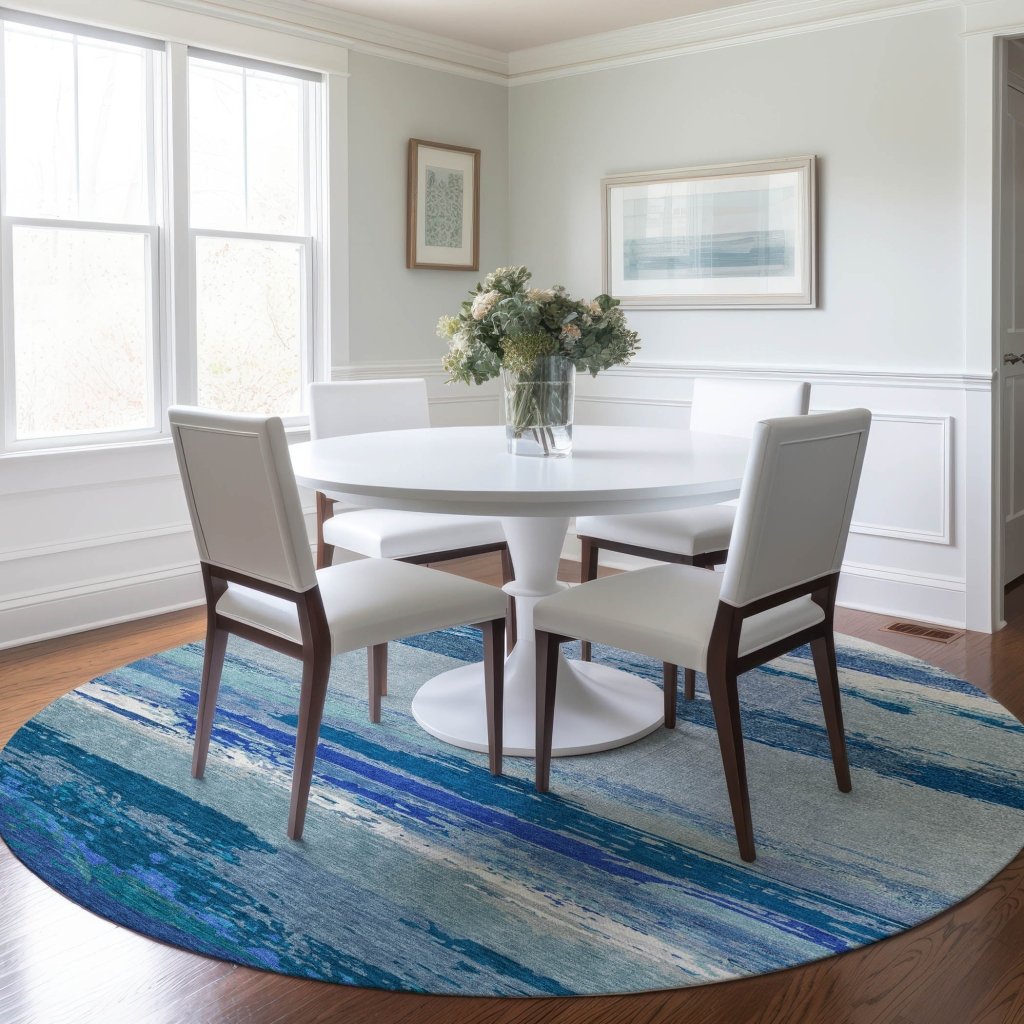 LOOMLAN Rugs Dervika Blue Washable Indoor-Outdoor Rug