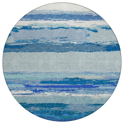 LOOMLAN Rugs Dervika Blue Washable Indoor-Outdoor Rug