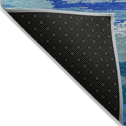LOOMLAN Rugs Dervika Blue Washable Indoor-Outdoor Rug