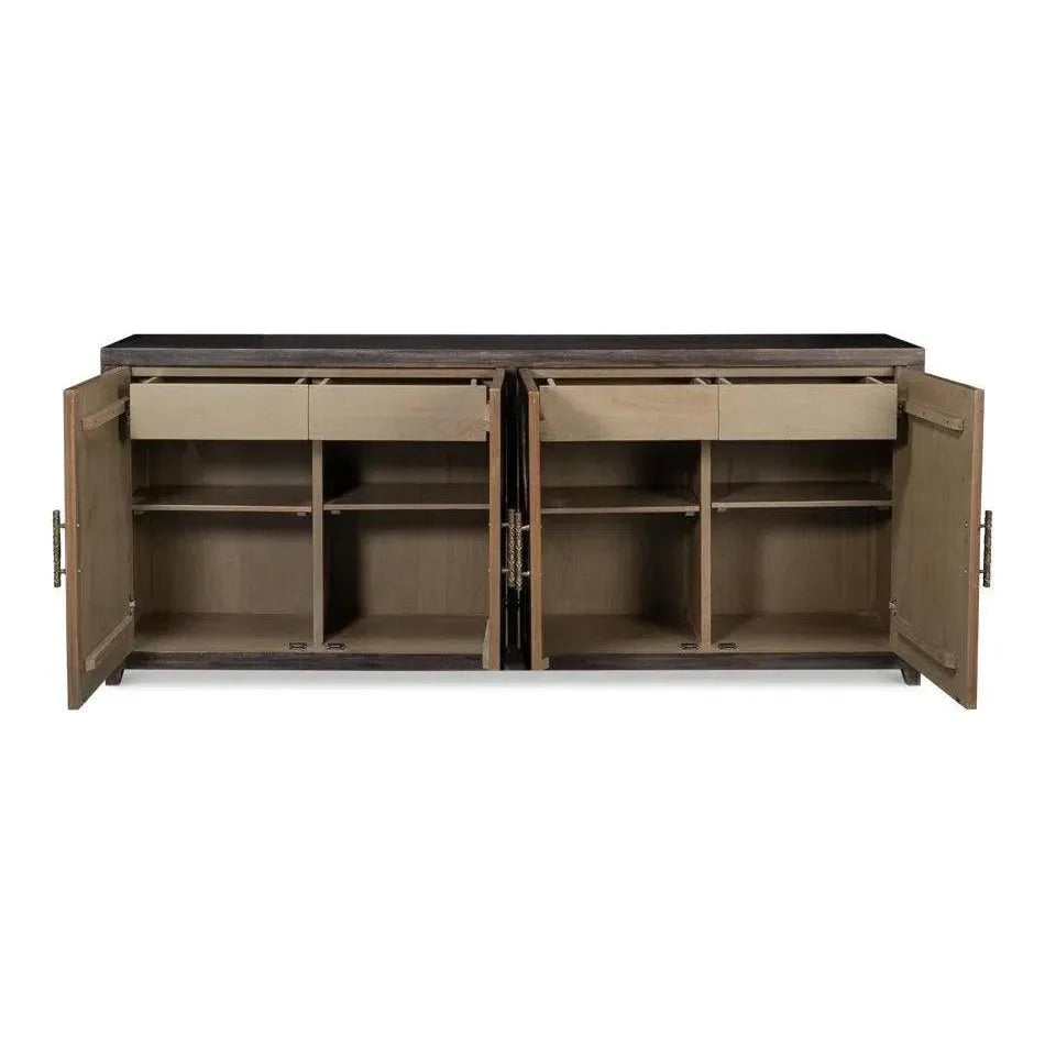 Details Acacia Wood Dark Brown Credenza - LOOMLAN - Sarreid - Sideboards