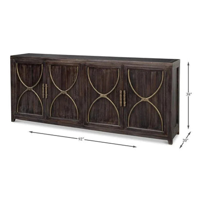 Details Acacia Wood Dark Brown Credenza - LOOMLAN - Sarreid - Sideboards