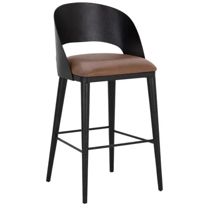 SUNPAN Dezirae Curved Back Leather Barstool