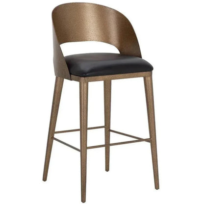SUNPAN Dezirae Curved Back Leather Barstool