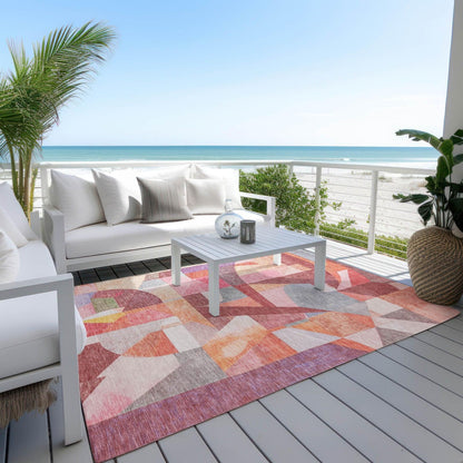 Jaelira Orange Washable Indoor-Outdoor Rug -- view 3