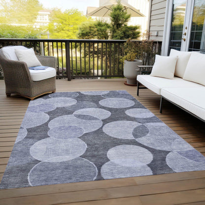 Jaelanor Blue Washable Indoor-Outdoor Rug