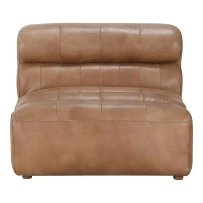 Brown Tan Leather Modular Slipper Chair -- view 6