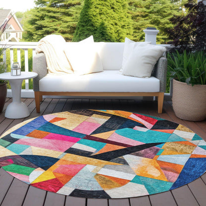 Jaelira Blue Washable Indoor-Outdoor Rug