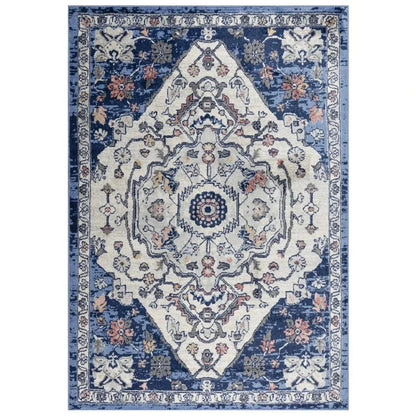 Danz Medallion Blue Kitchen Hallway Runner Rug