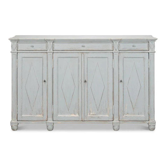 Sarreid Diamond Wall Sideboard Blue Grey Drawers