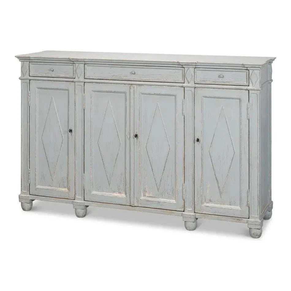 Sarreid Diamond Wall Sideboard Blue Grey Drawers