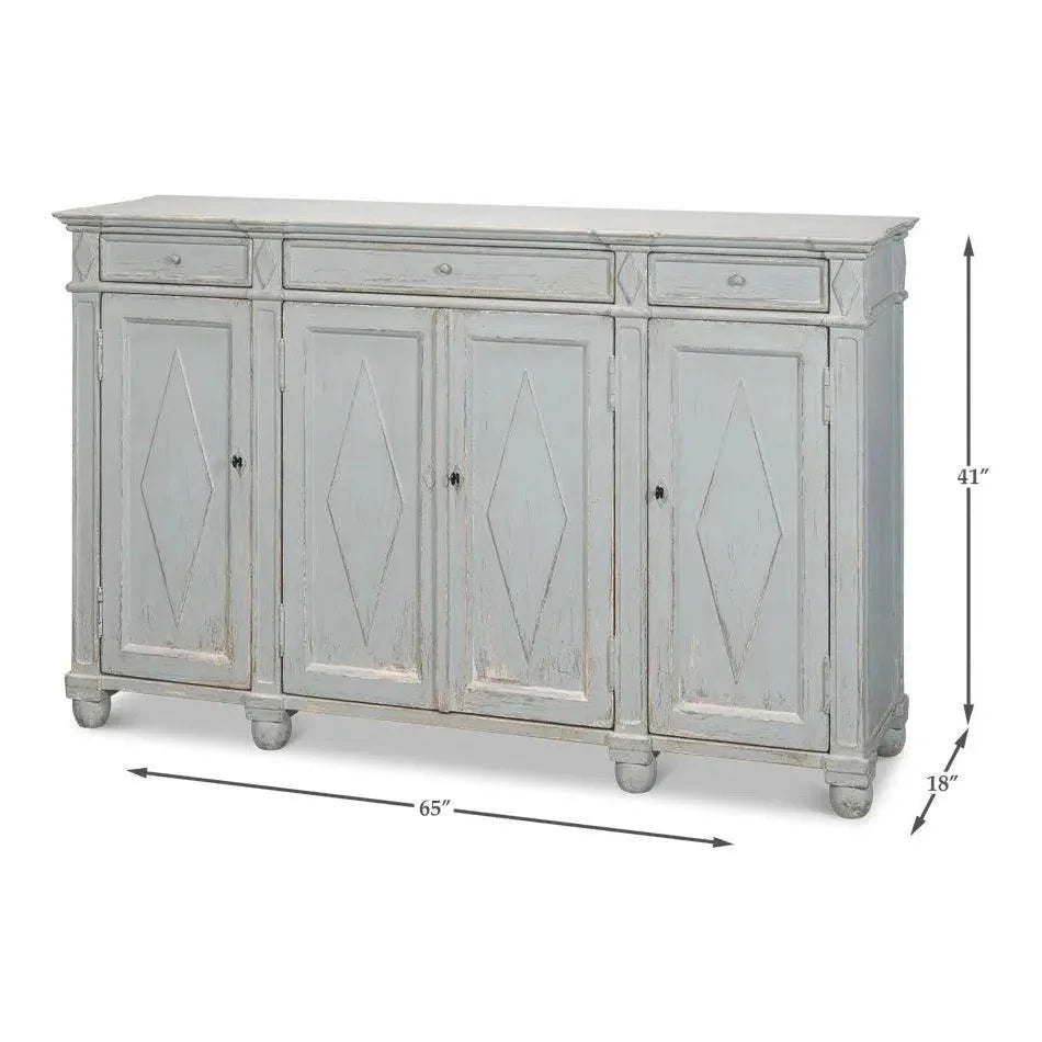 Sarreid Diamond Wall Sideboard Blue Grey Drawers