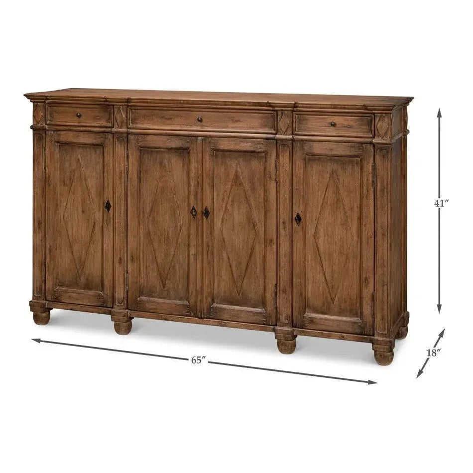Sarreid Diamond Wall Sideboard Brown With Drawers