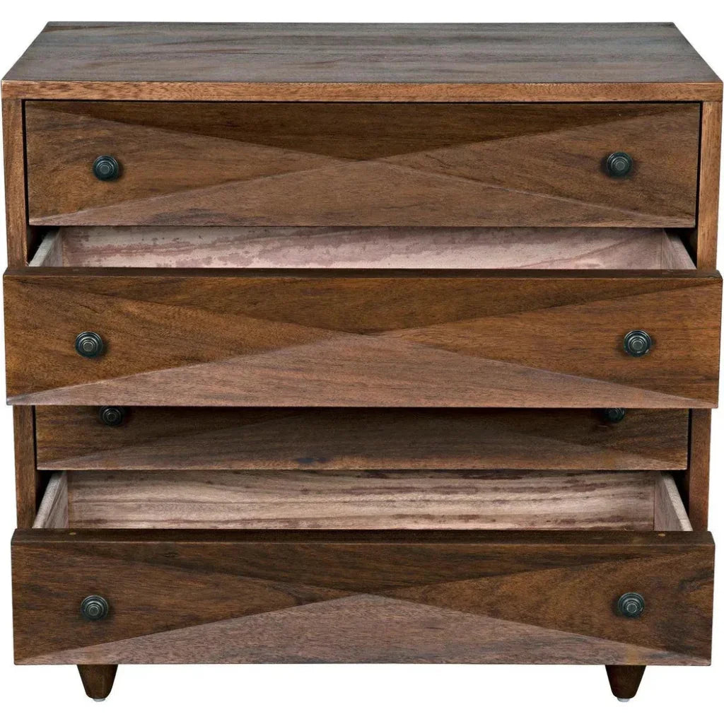 Noir Diamond Four Drawers Walnut Chest