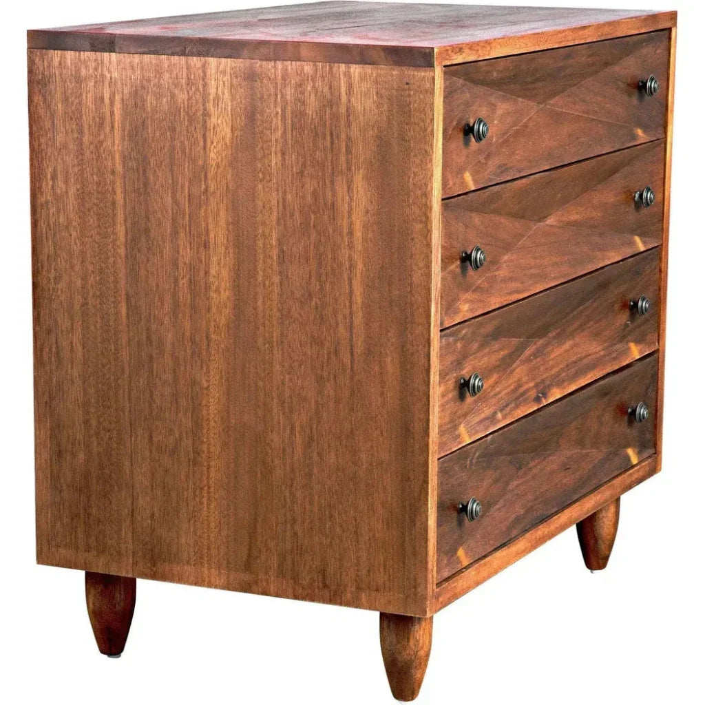Noir Diamond Four Drawers Walnut Chest
