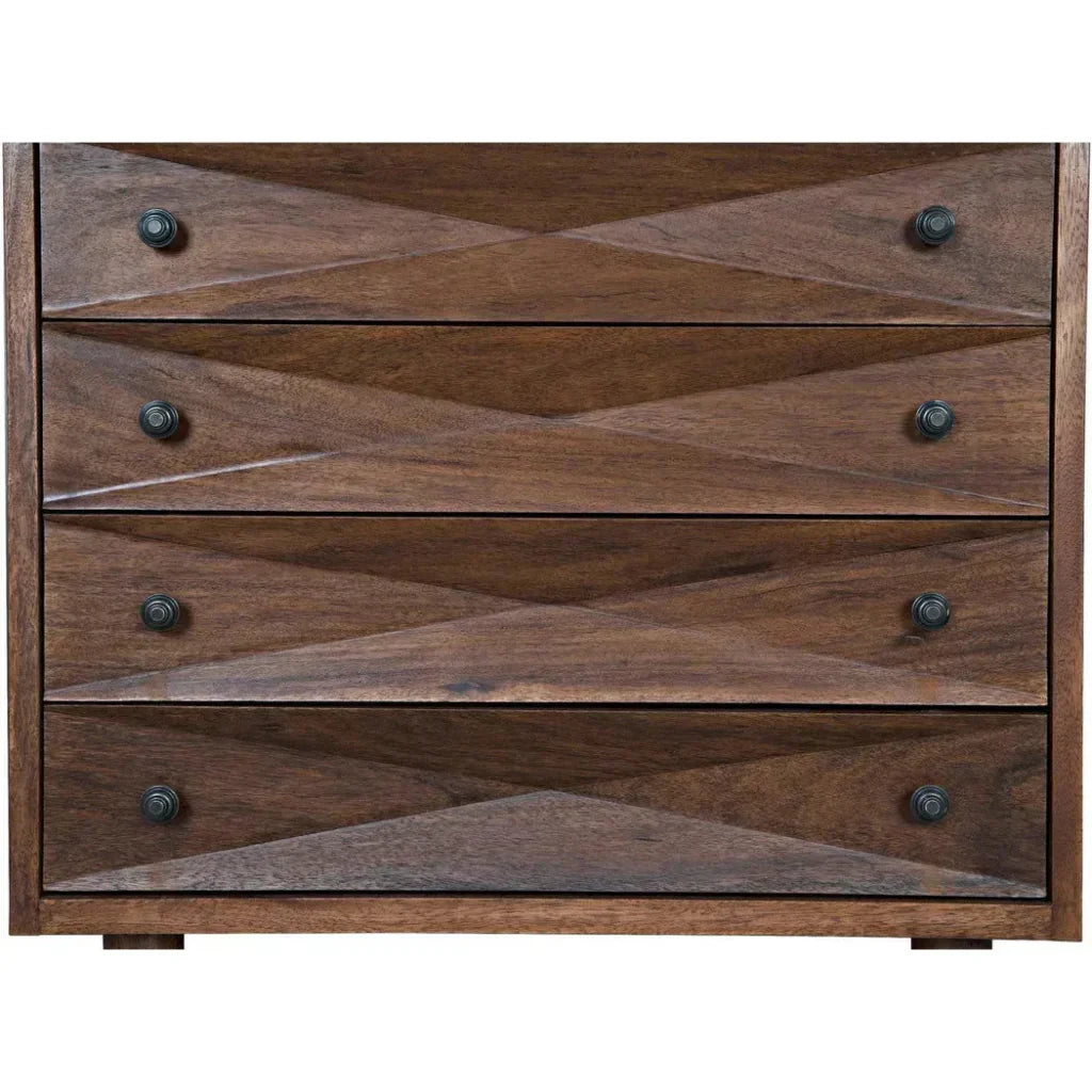 Noir Diamond Four Drawers Walnut Chest