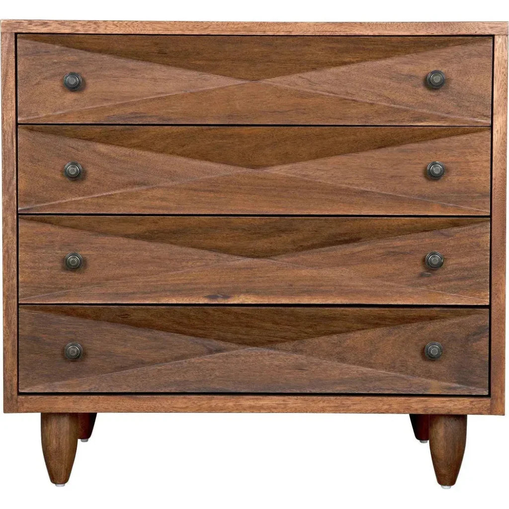 Noir Diamond Four Drawers Walnut Chest