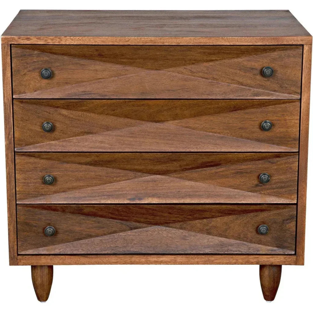 Noir Diamond Four Drawers Walnut Chest