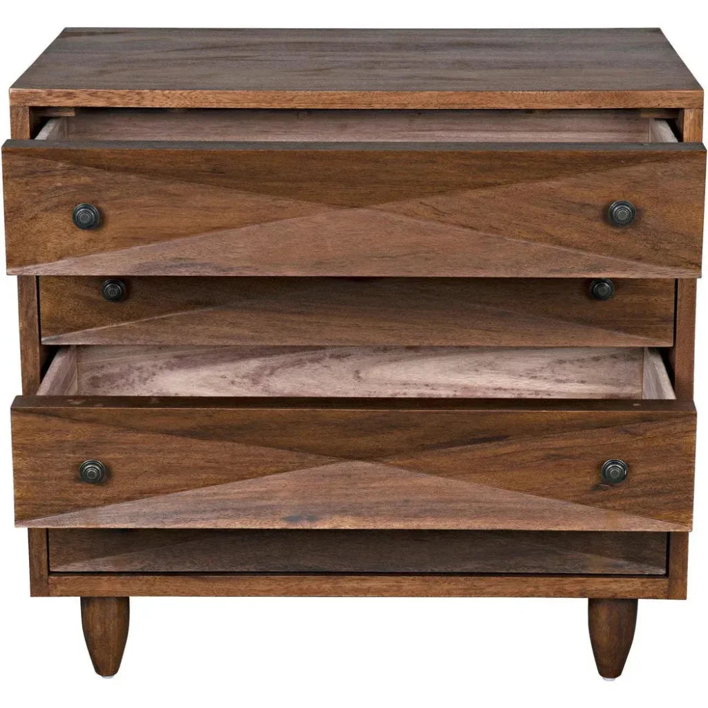 Noir Diamond Four Drawers Walnut Chest