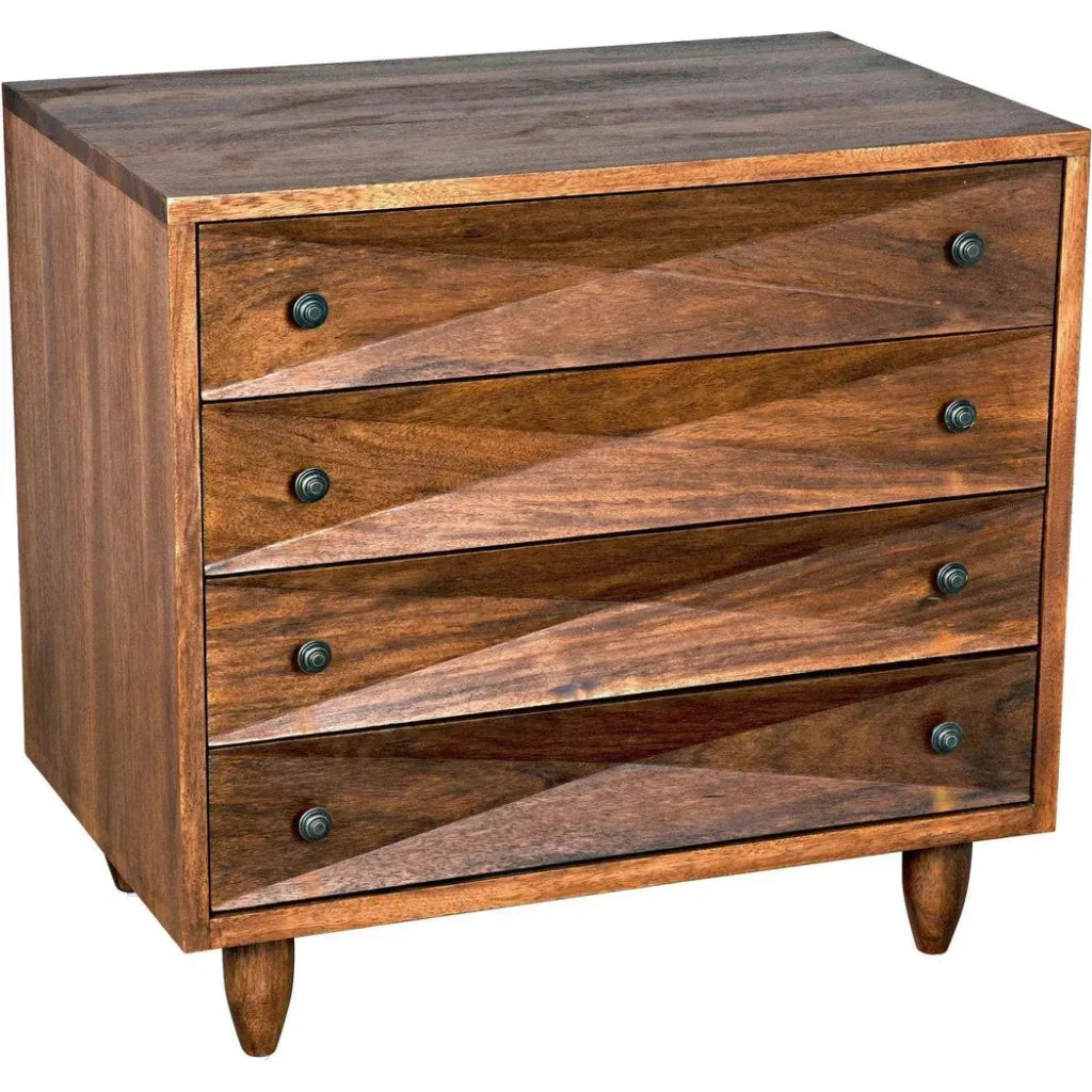 Noir Diamond Four Drawers Walnut Chest