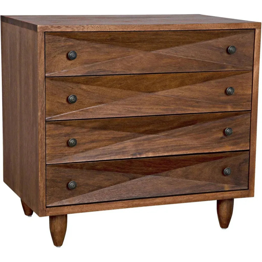 Noir Diamond Four Drawers Walnut Chest