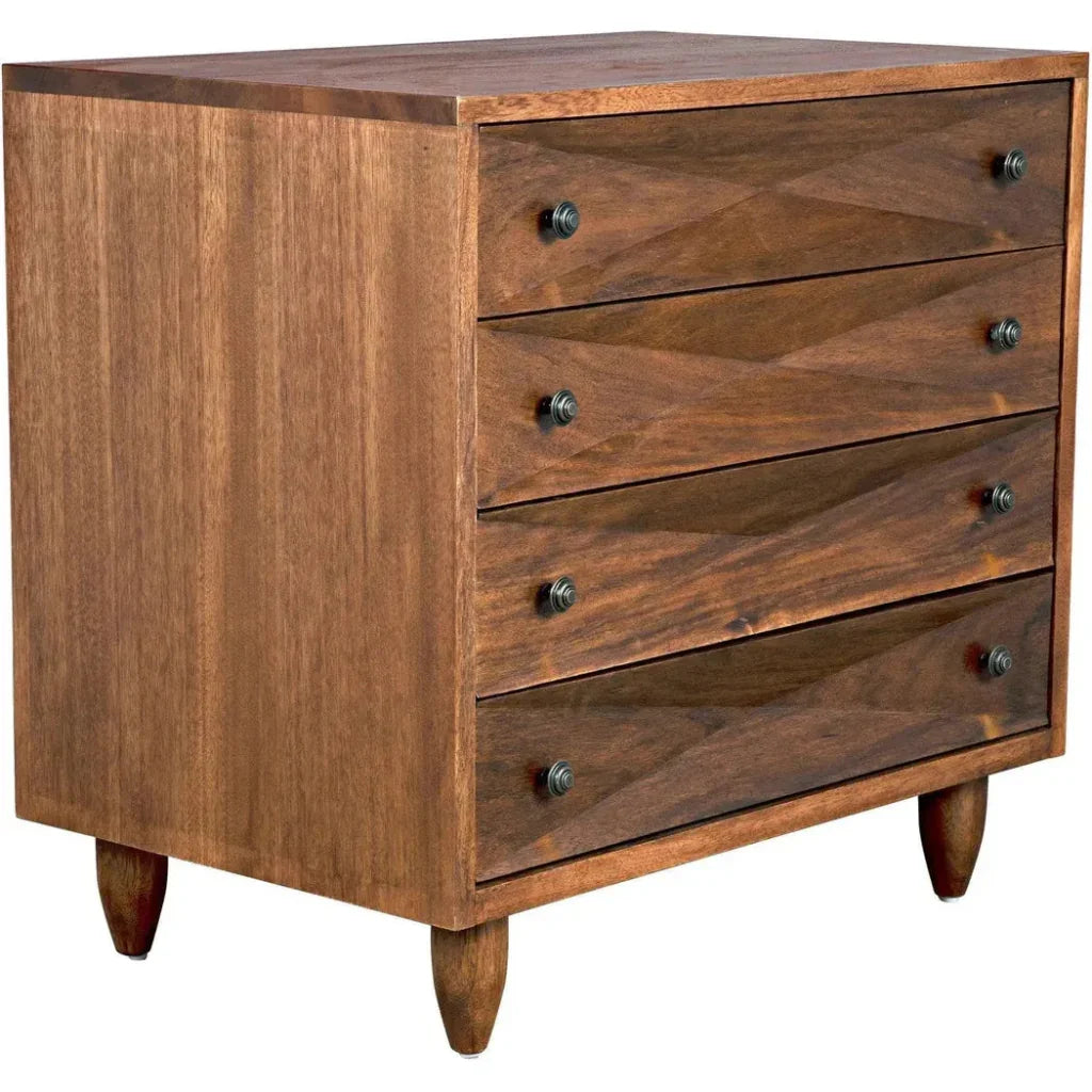Noir Diamond Four Drawers Walnut Chest