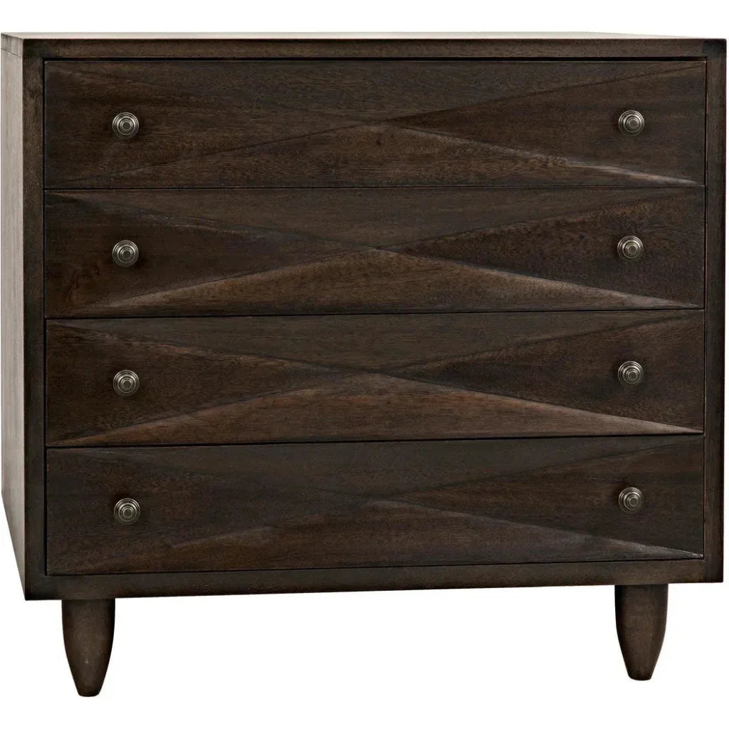 Noir Diamond Four Drawers Walnut Chest