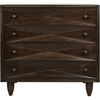 Noir Diamond Four Drawers Walnut Chest