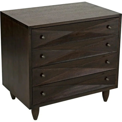 Noir Diamond Four Drawers Walnut Chest