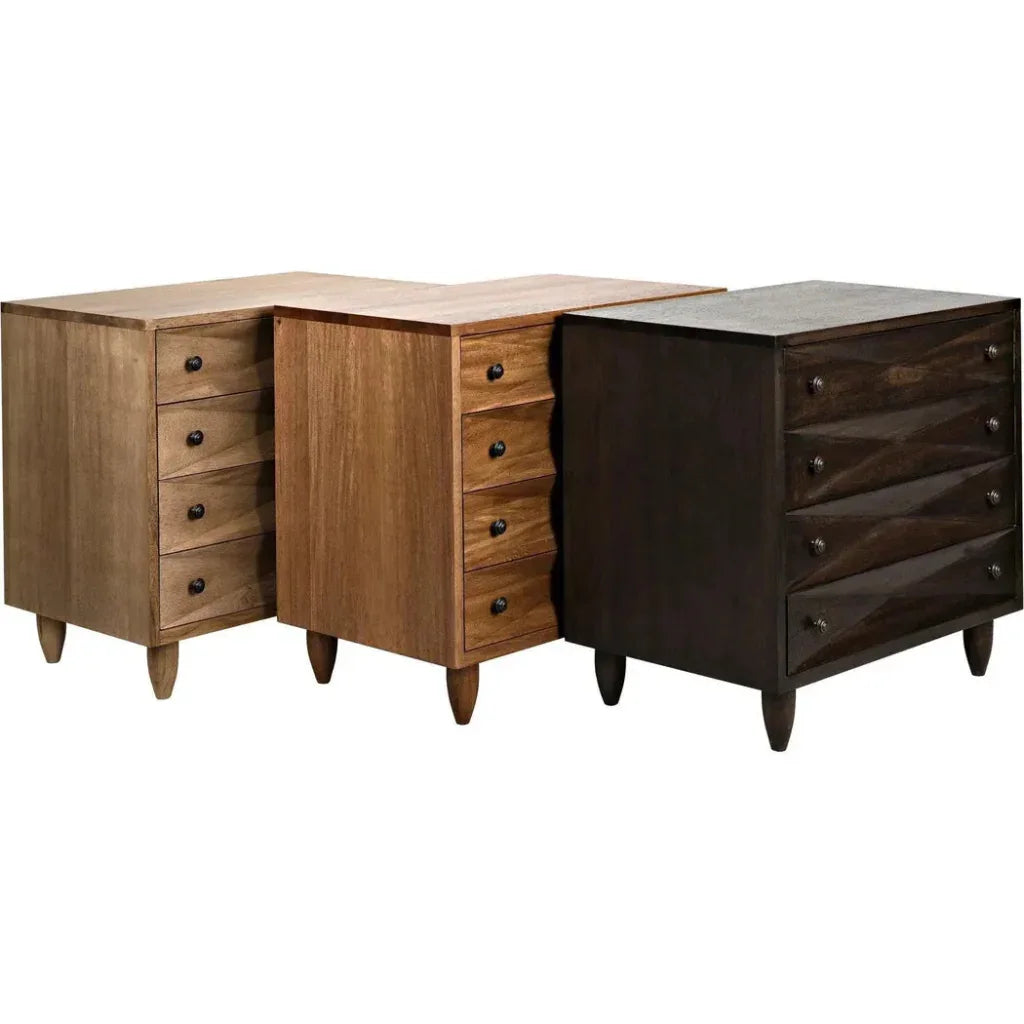 Noir Diamond Four Drawers Walnut Chest