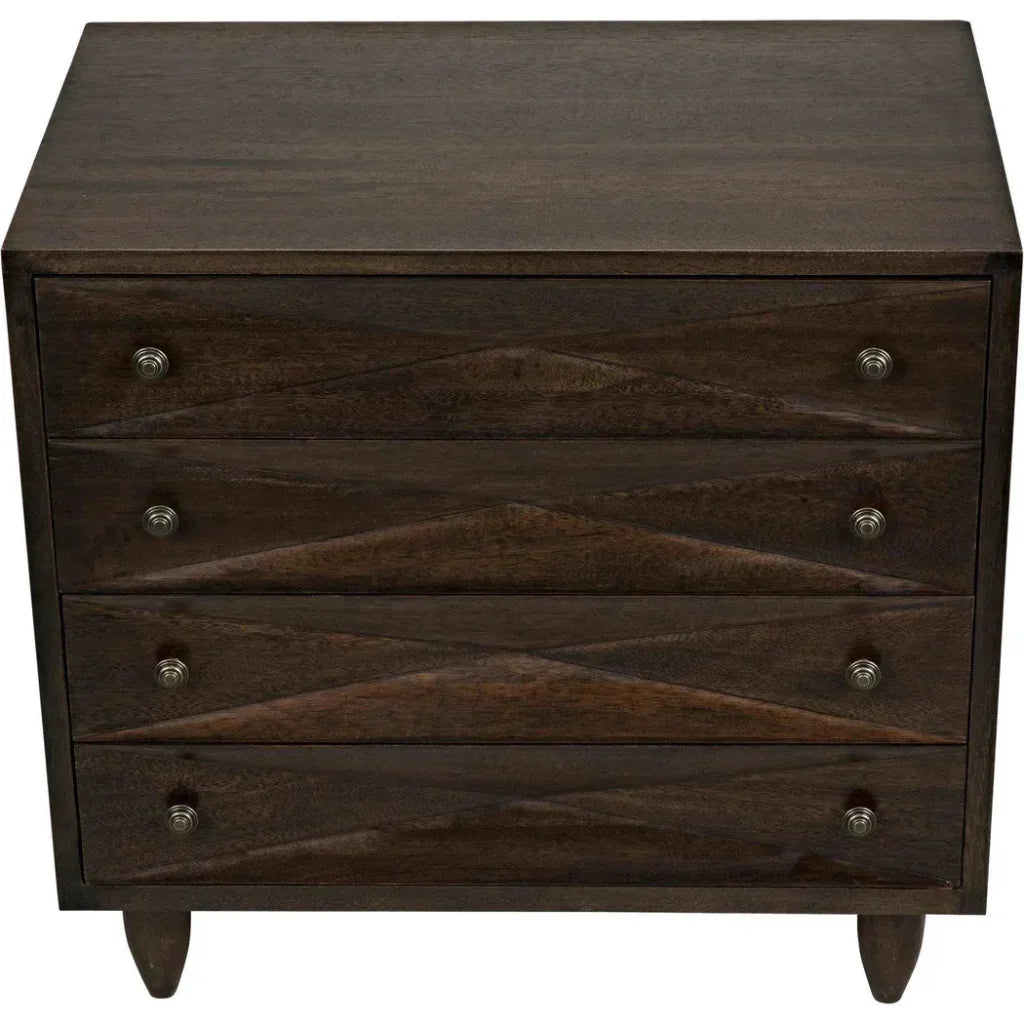 Noir Diamond Four Drawers Walnut Chest