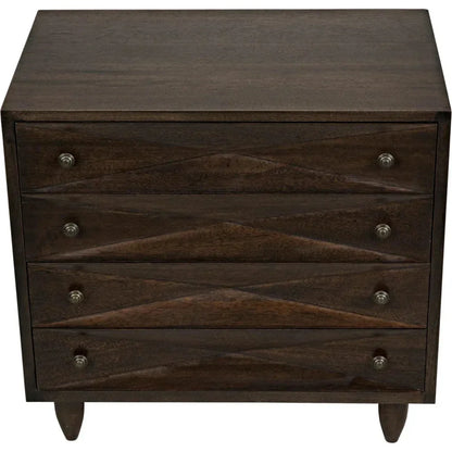 Noir Diamond Four Drawers Walnut Chest