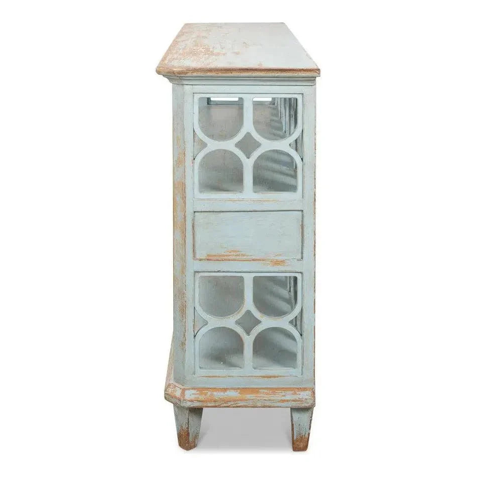 Distressed Blue Console Table With Drawers - LOOMLAN - Sarreid - Console Tables