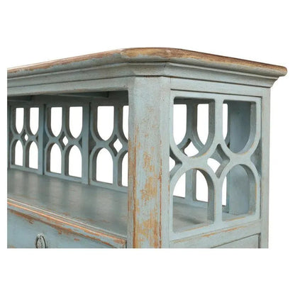Distressed Blue Console Table With Drawers - LOOMLAN - Sarreid - Console Tables