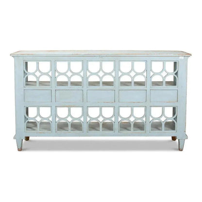 Distressed Blue Console Table With Drawers - LOOMLAN - Sarreid - Console Tables