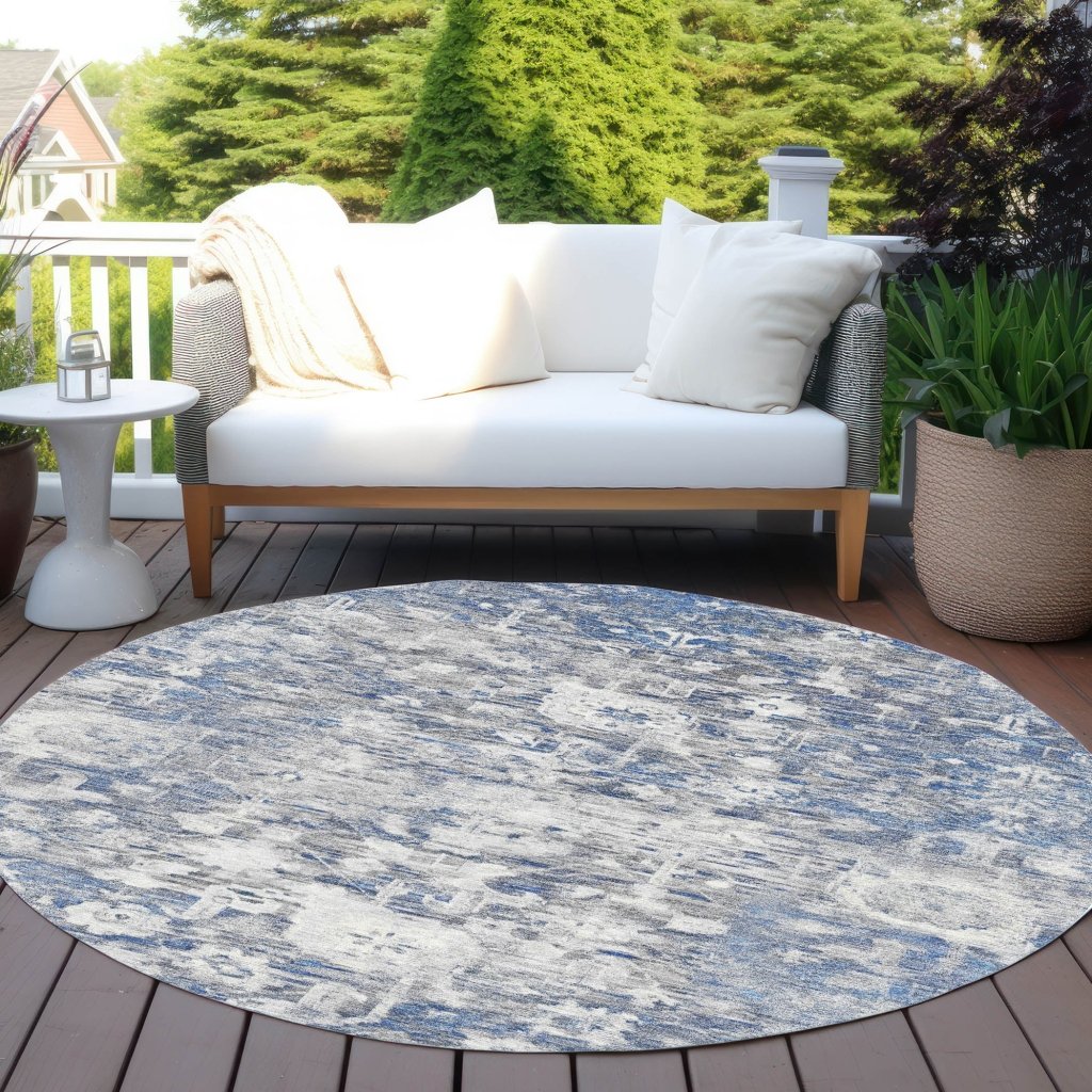 LOOMLAN Rugs Dorana Blue Washable Indoor-Outdoor Rug